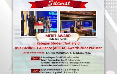 MERIT AWARDS (Medali Perak) Kategori Student Tertiary di Asia Pasific ICT Alliance (APICTA) Awards 2022 Pakistan.