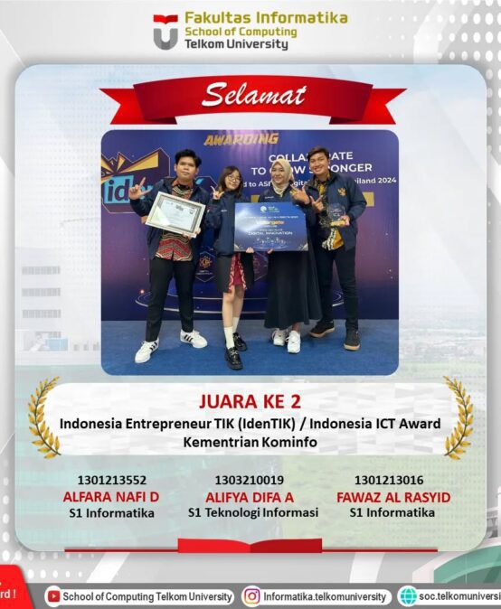 Juara 2 dalam ajang IdenTIK (Indonesia Entrepeneur TIK