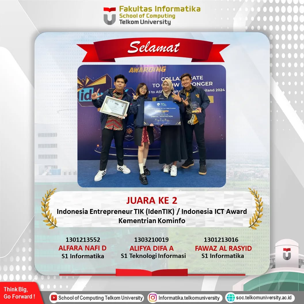 Juara 2 dalam ajang IdenTIK (Indonesia Entrepeneur TIK